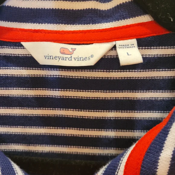 Vineyard Vines Snap Placket Shep Pullover Red White And Blue-Sz Large - Picture 4 of 9